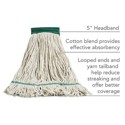 Best Pirce 🧨 Wet Mops Coastwide Professional™ Looped-End Wet Mop Head, Medium, Cotton, 5" Headband, White (CW57749) 🎉 4 Best Pirce 🧨 Wet Mops Coastwide Professional™ Looped-End Wet Mop Head, Medium, Cotton, 5" Headband, White (CW57749) 🎉 - Image 2