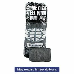 Wholesale 😀 Global Material Steel Wool Hand Pad, Medium Fine, #0, 12 Sleeves Per Case 🌟