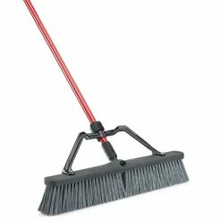 New 💯 Brooms & Dustpans Libman Commercial 24" Rough Surface Heavy-Duty Push Broom, Gray Bristles, 3/Carton (825) 🥰