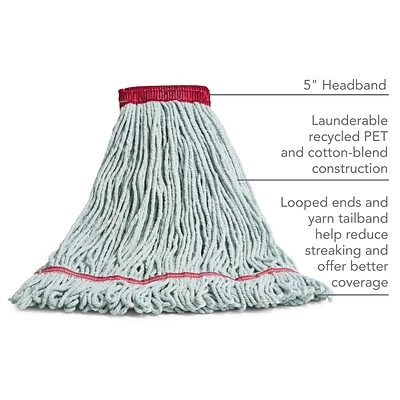 Hot Sale ✨ Wet Mops Coastwide Professional™ Looped-End Wet Mop Head, Large, Recycled PET/Cotton Blend, 5" Headband, Blue (CW57755) 💯 4 Hot Sale ✨ Wet Mops Coastwide Professional™ Looped-End Wet Mop Head, Large, Recycled PET/Cotton Blend, 5" Headband, Blue (CW57755) 💯 - Image 2
