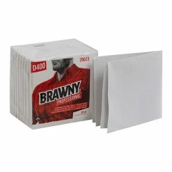 Promo 💯 Microfiber Cloths, Wipers And Rags Brawny Professional D400 Durable Fibers Wipers, White, 65 Towels/Pack, 18 Packs/Carton (20023) 🛒