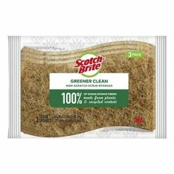 Buy ⭐ 3M Cleaning Cloths & Sponges Scotch-Brite® Greener Clean Non-Scratch Scrub Sponge, Tan, 3/Pack (97033) 🎁