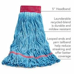 Best Sale 🎁 Wet Mops Coastwide Professional™ Looped-End Wet Mop Head, Large, Recycled Blend, 5" Headband, Blue (CW57750) 👍 -Cleaning Tools Sales unnamed file 426