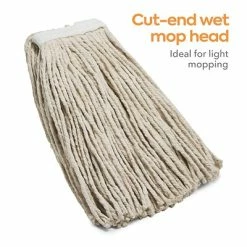 Promo 💯 Wet Mops Coastwide Professional™ Cut-End Wet Mop Head, #20, Cotton, 1" Headband, White (CW57743) 🎁