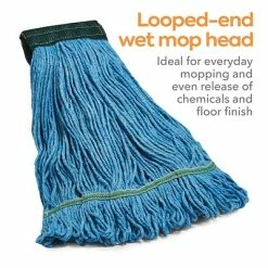 Best deal ✨ Wet Mops Coastwide Professional™ Looped-End Wet Mop Head, Medium, Recycled Blend, 5" Headband, Blue (CW57751) 🌟