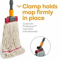 New 🥰 Wet Mops Coastwide Professional™ 60" Clamp Style Wood Wet Mop Handle, Plastic Head (CW58006) 👍 -Cleaning Tools Sales unnamed file 603