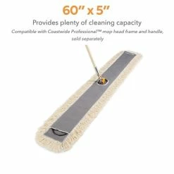 Brand new 🌟 Dust Mop Heads Coastwide Professional™ Cut-End Dust Mop Head, Cotton, 60" X 5", White (CW56756) 🥰 -Cleaning Tools Sales unnamed file 652