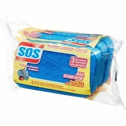 Promo 🎉 Scrub Sponges S.O.S® All Surface Scrubber Sponge, 3 Sponges/Pack, 8 Packs/Case (91028) ⌛ -Cleaning Tools Sales unnamed file 678