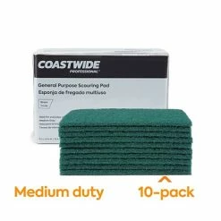 Brand new 😍 Sponges & Hand Pads Coastwide Professional™ Medium Duty Scouring Pad, Green, 10/Pack (CW56787) 👍 -Cleaning Tools Sales unnamed file 682