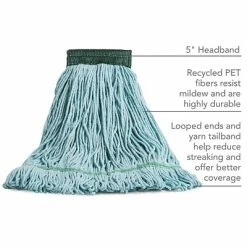 Budget ✔️ Wet Mops Coastwide Professional™ Looped-End Wet Mop Head, Medium, Recycled PET, 5" Headband, Blue (CW57752) 🌟 -Cleaning Tools Sales unnamed file 919